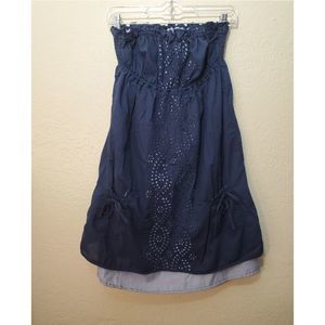 Iris Basic Strapless Navy Blue Dress size L